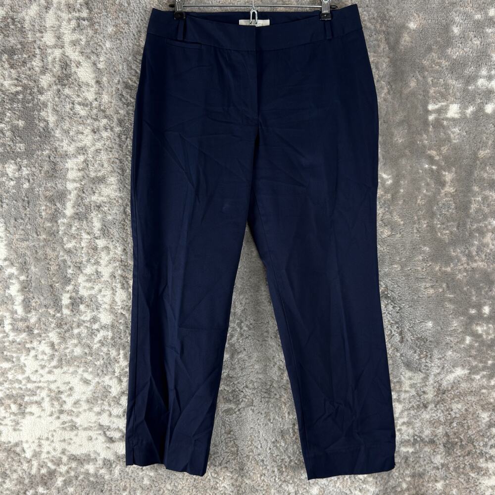 Talbots Size 6 Signature Flat Front Straight Leg‎ Pants Navy Button Zip Casual